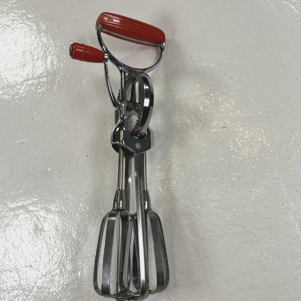 Vintage Ekco BEST Stainless Steel Rotary Hand Mixer Egg Beater Tool USA Ecko